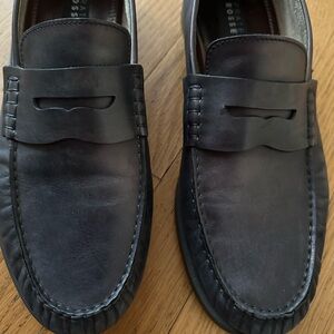 Fratelli Rossetti Navy Blue Leather Loafers Slip-On Style